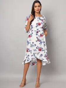 BRINNS Floral Print Bell Sleeve Fit & Flare Midi Dress