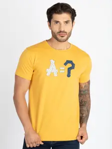 Status Quo Men Typography Printed Applique T-shirt