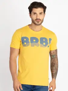 Status Quo Men Typography Printed Applique T-shirt
