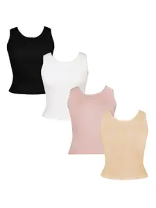 DChica Girls Pack Of 4 Broad Strap Cotton Camisole