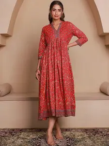 GULAB CHAND TRENDS Floral Printed Cotton Empire Ethnic Dresses