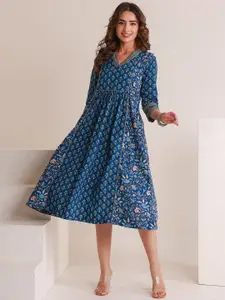 GULAB CHAND TRENDS Floral Printed Cotton A-Line Ethnic Dresses