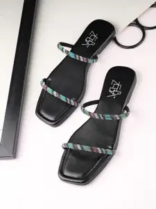 Zebba Women Embellished Open Toe Flats