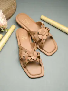 Zebba Embellished Open Toe Flats