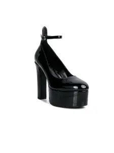 RAG & CO PU Party Slim Heeled Pumps with Buckles