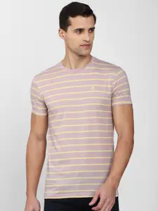 PETER ENGLAND UNIVERSITY Men Striped V-Neck Pockets Slim Fit T-shirt