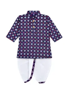 BAESD Boys Ethnic Motifs Printed Regular Pure Cotton Kurta with Dhoti Pant