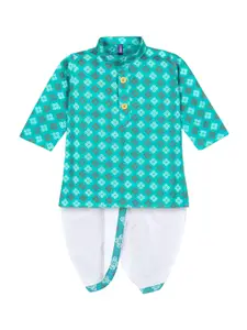 BAESD Boys Ethnic Motifs Printed Regular Pure Cotton Kurta with Dhoti Pant