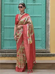 Mitera Floral Woven Design Kanjeevaram Zari Saree