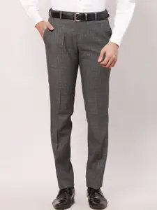 Raymond Men Checked Slim-Fit Formal Trousers