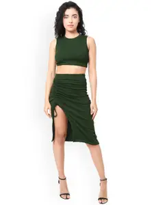 CareDone Ribbed Crop Top With Skirt Co-Ords