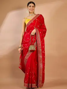 Saree mall Ethnic Motifs Sequinned Organza Sarees