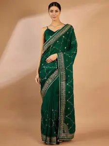 Saree mall Floral Embroidered Sequinned Organza Saree