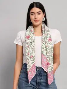 HANDICRAFT PALACE Floral Printed Cotton Square Scarf
