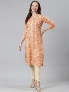 KALINI Women Ethnic Motifs Printed Keyhole Neck Sequinned Kurta