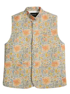 CAVIO Boys Printed Comfort Fit Pure Cotton Woven Nehru Jacket