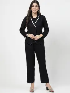 Karmic Vision Round Neck Top & Blazer With Trousers