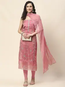 Meena Bazaar Embroidered Organza Unstitched Dress Material