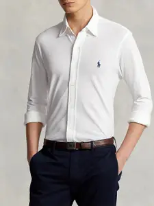 Polo Ralph Lauren Self Design Spread Collar Cotton Formal Shirt