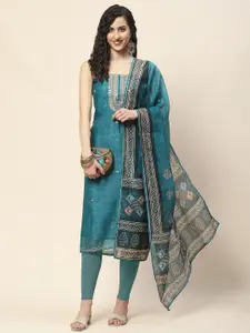 Meena Bazaar Printed Art Silk Unstitched Dress Material
