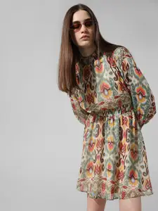 ONLY Ethnic Motifs Print Puff Sleeve Blouson Dress