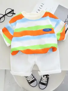 INCLUD Boys Striped T-Shirt With Shorts