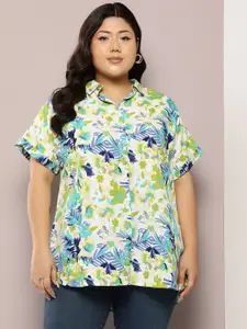 Qurvii+ Plus Size Comfort Floral Printed Casual Shirt