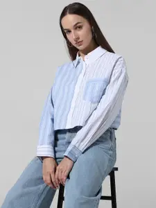 ONLY Women Boxy Opaque Striped Casual Shirt