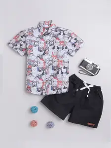 BAATCHEET Boys Printed Pure Cotton Shirt with Shorts