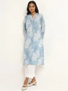 KALINI Mandarin Collar Straight Fancy Printed Kurta