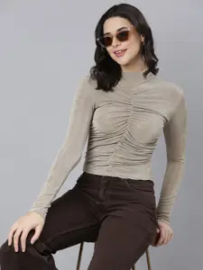 SHOWOFF High Neck Long Sleeves Fitted Top