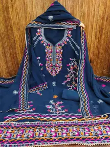 faxofab Silk Georgette Ethnic Motifs Gotta Patti Unstitched Dress Material