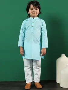 Readiprint Boys Embroidered Chikankari Pure Cotton Kurta with Pyjamas