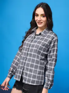 Popwings Relaxed Windowpane Checks Pure Cotton Casual Shirt