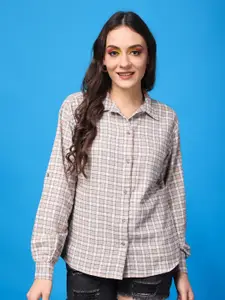 Popwings Relaxed Tartan Checks Pure Cotton Casual Shirt