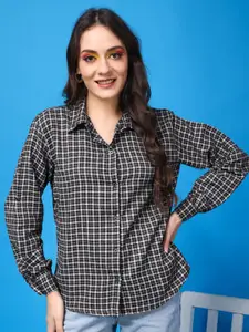 Popwings Women Relaxed Opaque Checked Casual Shirt