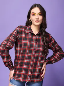 Popwings Relaxed Tartan Checks Pure Cotton Casual Shirt