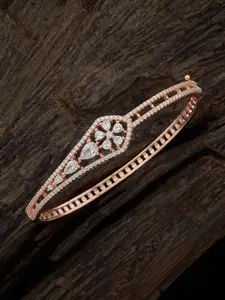 Kushal's Fashion Jewellery Cubic Zirconia Rose Gold-Plated Kada Bracelet