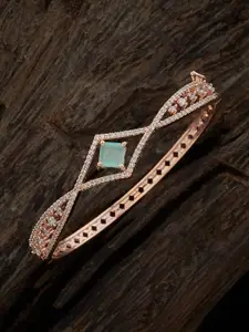 Kushal's Fashion Jewellery Rose Gold-Plated Cubic Zirconia Kada Bracelet