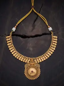 Kushal's Fashion Jewellery Copper Gold-Plated Artificial Stones Studded Antique Necklace