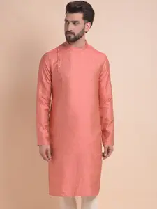 Anouk Pink Geometric Woven Design Straight Jacquard Kurta