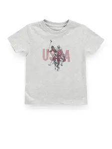 U.S. Polo Assn. Kids Boys Typography Printed Round Neck T-shirt