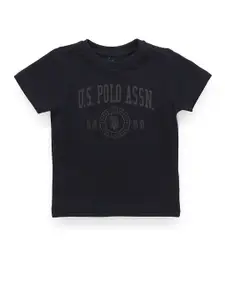 U.S. Polo Assn. Kids Boys Brand Logo Printed Round Neck Pure Cotton T-shirt