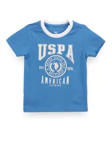 U.S. Polo Assn. Kids Boys Typography Printed Round Neck T-shirt