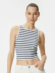 Koton Striped Round Neck Sleeveless Crop Top