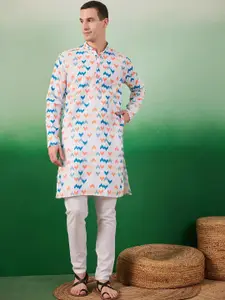 Sangria Geometric Digital Printed Kurta With Pyjama