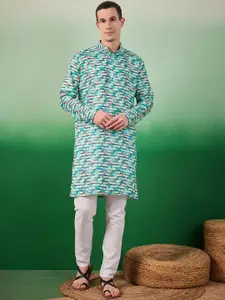 Sangria Abstract Printed Straight Kurta With Pyjama Set