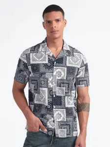 Flying Machine Ethnic Motifs Printed Cuban Collar Pure Cotton Casual Shirt