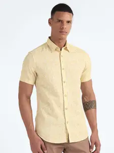 Flying Machine Slim Fit Floral Printed Cotton & Linen Casual Shirt