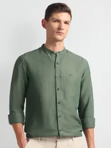 Arrow Sport Slim Fit Band Collar Casual Shirt